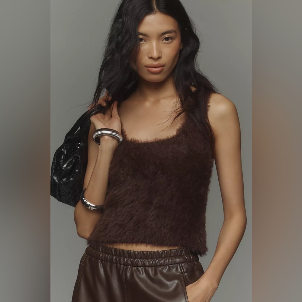 NWT! By Anthropologie Cocoa Cozy Eyelash Sweater Tank Top - Multiple Sizes🟡🏀